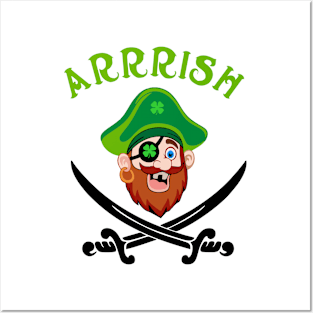 Arrish Irish Pirate  Leprechaun St Patricks Day Posters and Art